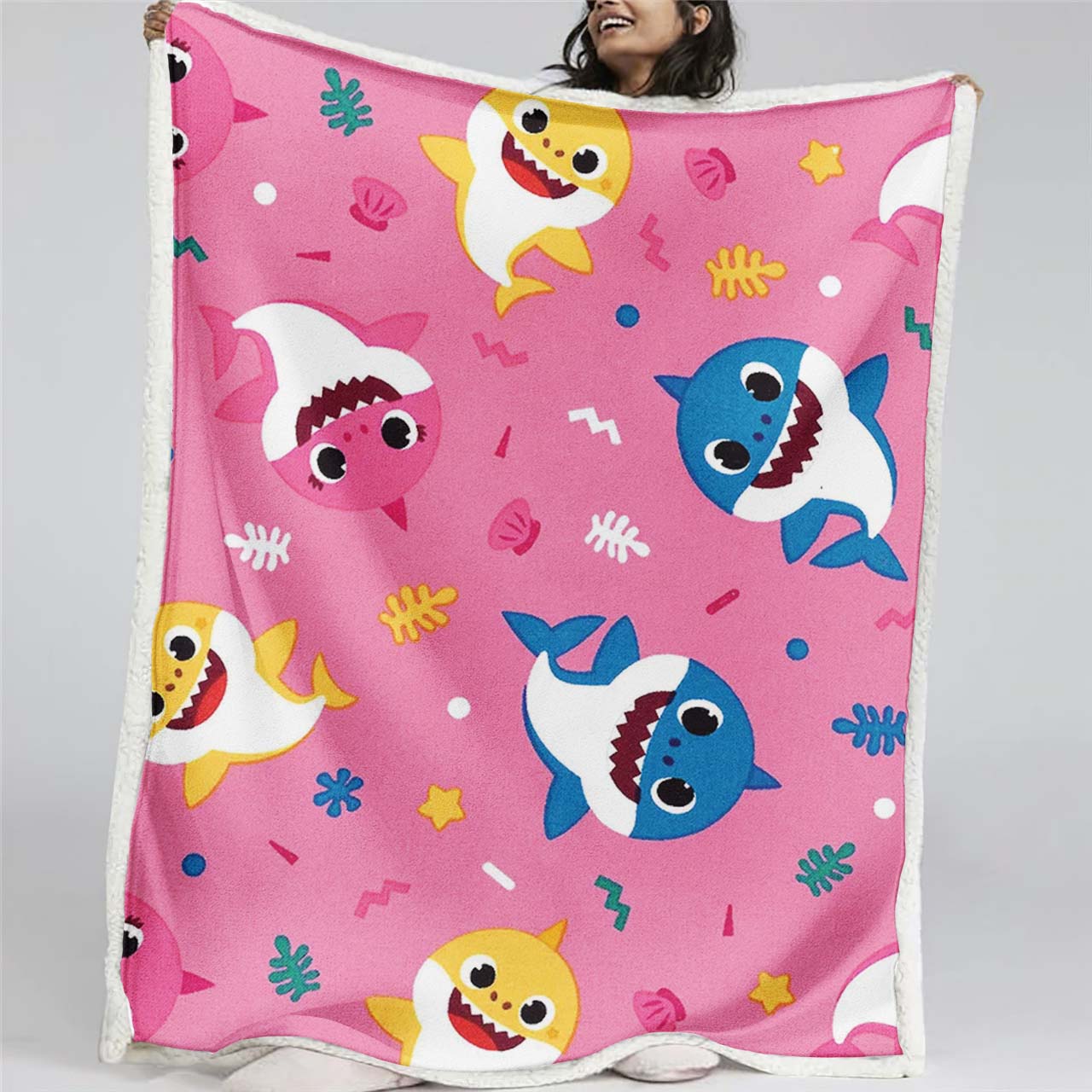 Baby Shark Muster Rosa Niedlich Decke - Fleecedecke