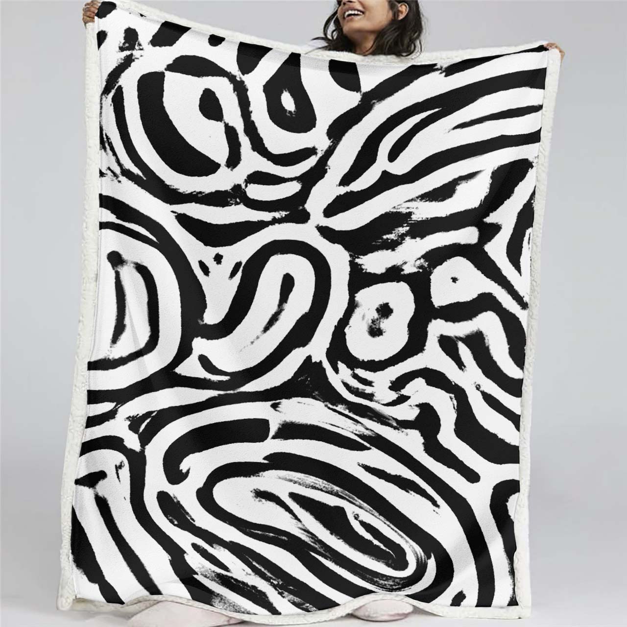 Schwarz-weißes Zebramuster Decke - Fleecedecke