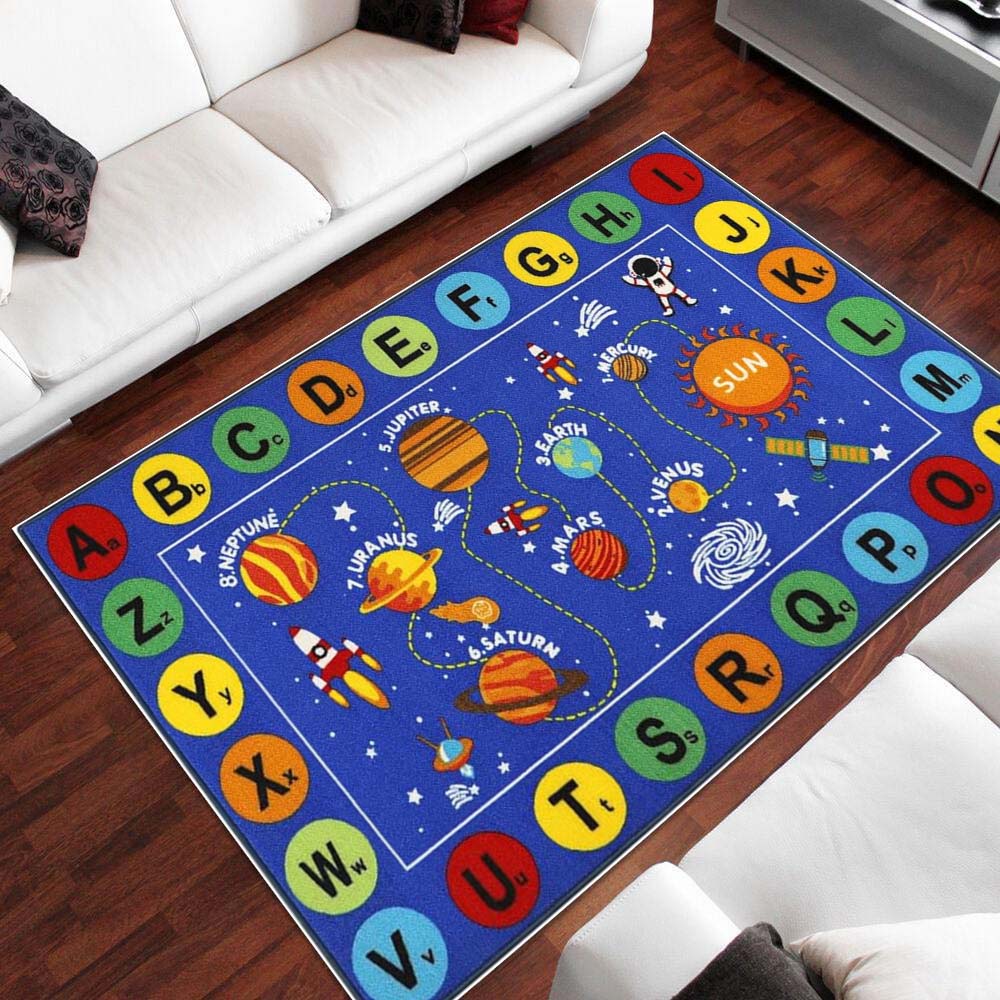 Buntes Weltraum Alphabet Teppich