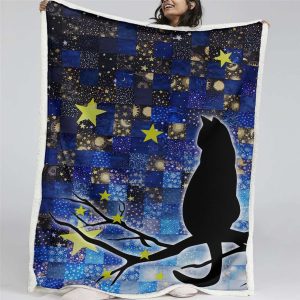 Katze Sternennacht Decke - Fleecedecke