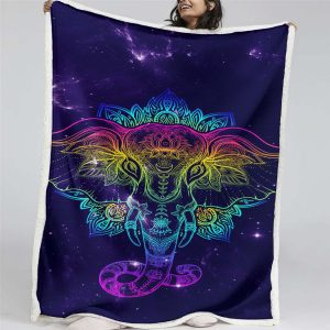 Bunter Elefantenstil 02 Decke - Fleecedecke