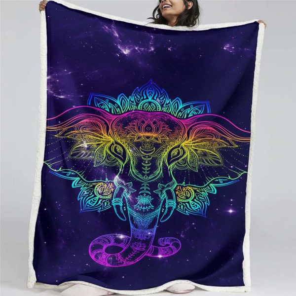 Bunter Elefantenstil 02 Decke - Fleecedecke