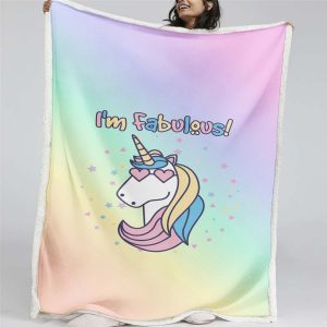 Buntes Einhorn 1002 Decke - Fleecedecke
