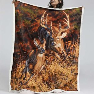 Hirschfamilie Decke - Fleecedecke