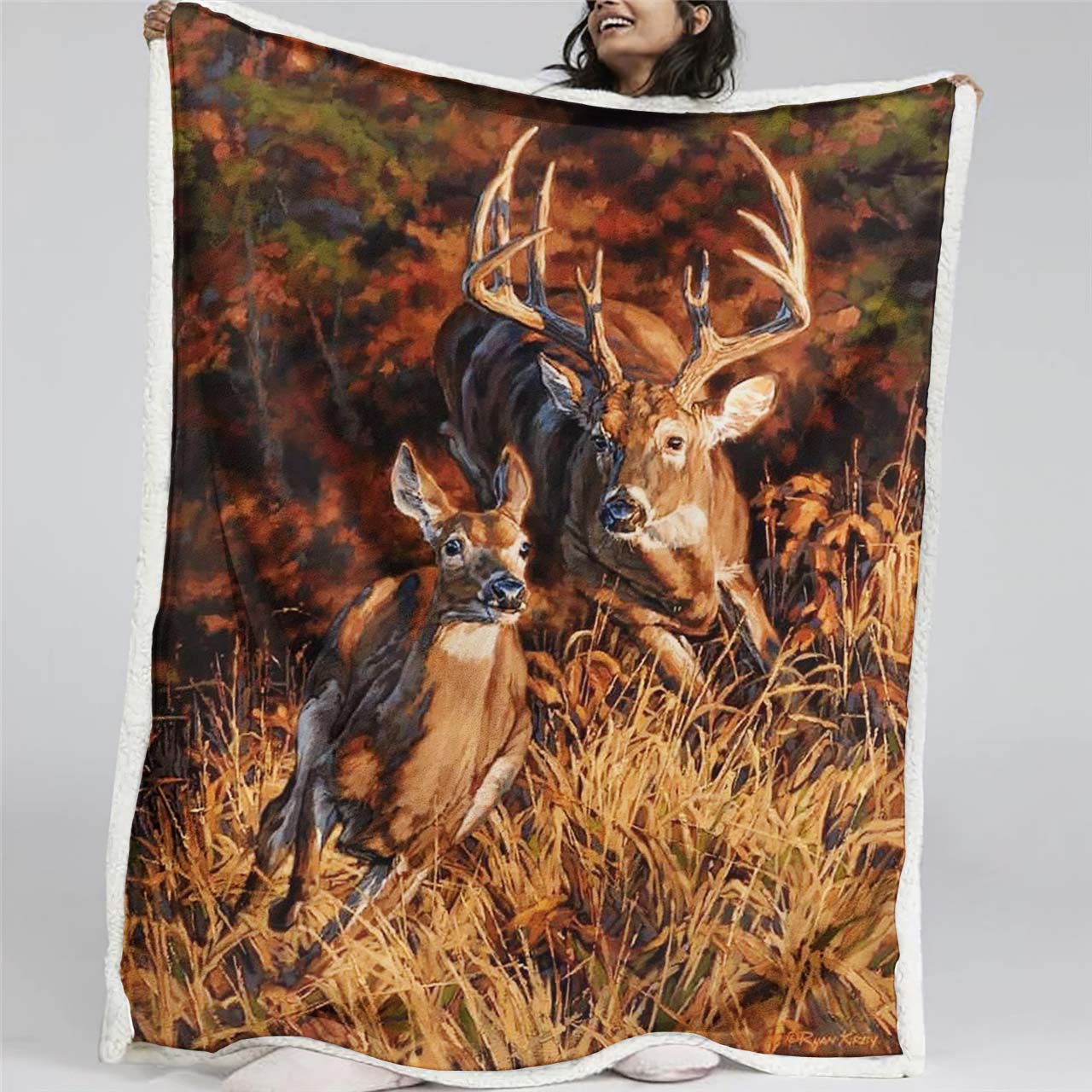 Hirschfamilie Decke - Fleecedecke