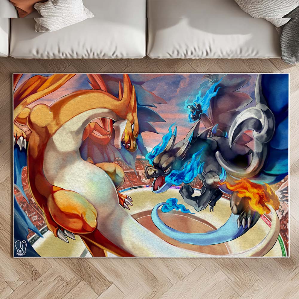 Drachen Pokémon Kampf - Dragon Pokemons Fight Teppich – Bild 2