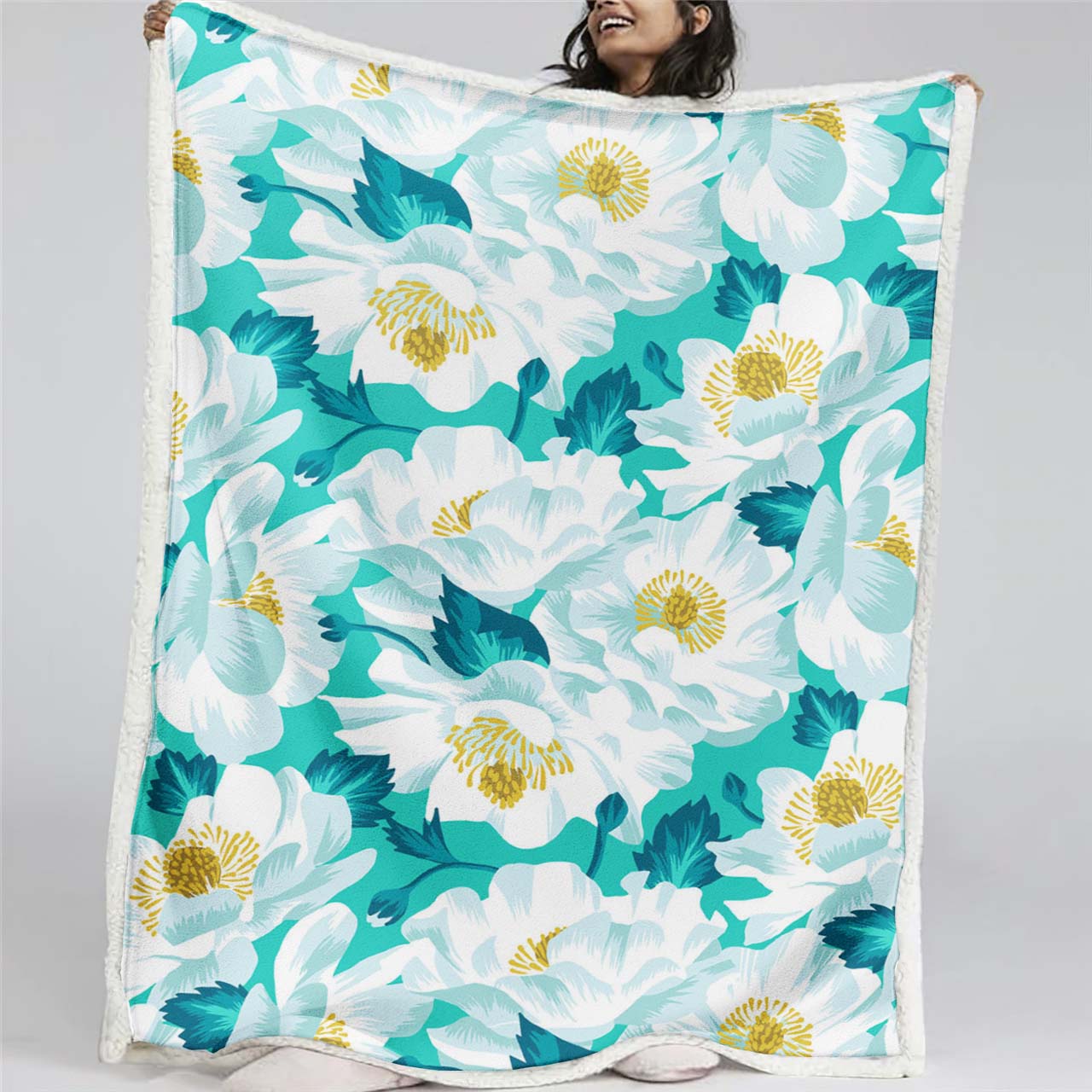 Blumenteppiche Blau Decke - Fleecedecke