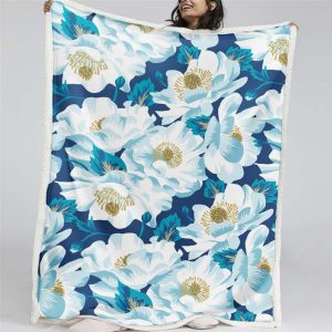 Blumenteppiche Marineblau Decke - Fleecedecke