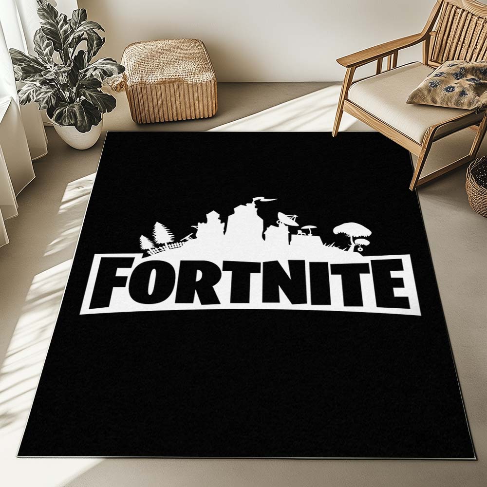Fortnite Schwarz Weiß Logo 2 Teppich – Bild 2