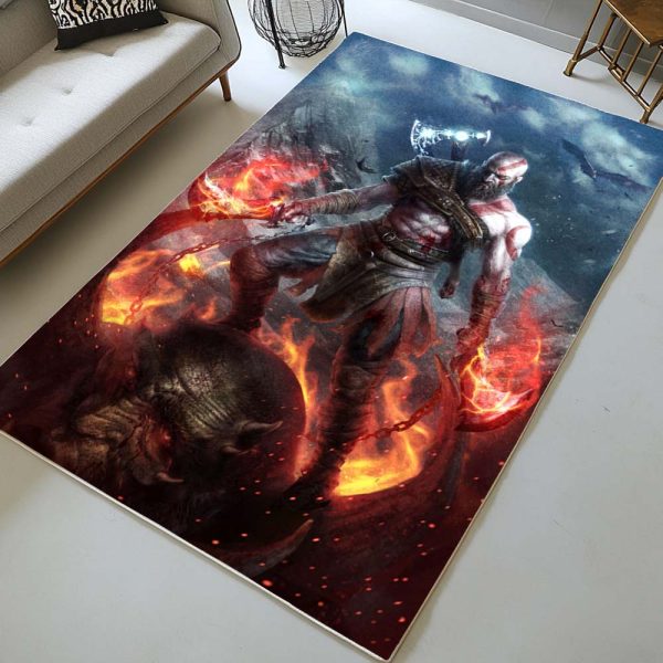 God of War Ragnarök Kratos Kampf 2 Teppich