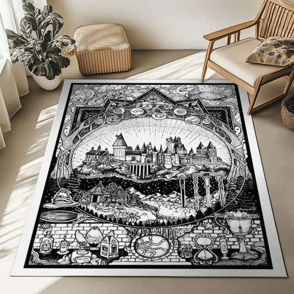 Harry Potter Schule von Hogwarts und Symbole Teppich – Bild 2