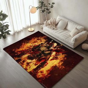 Kratos aus God of War kämpft gegen Feuer Teppich
