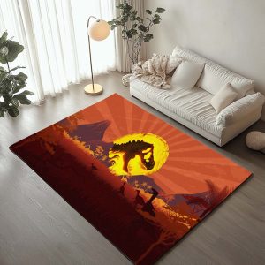 Majestätischer Blick auf Jurassic Park in voller Pracht Teppich