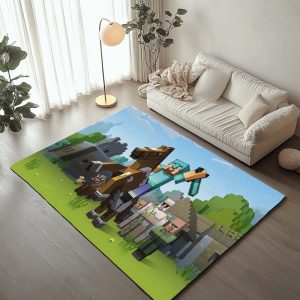 Minecraft Steve reitet auf Herobrine mit Schwert Teppich