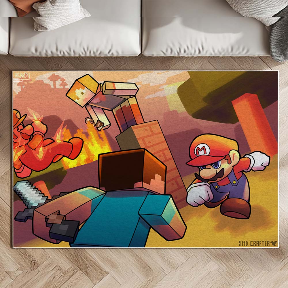 Minecraft Steve gegen Mario Showdown Teppich – Bild 2