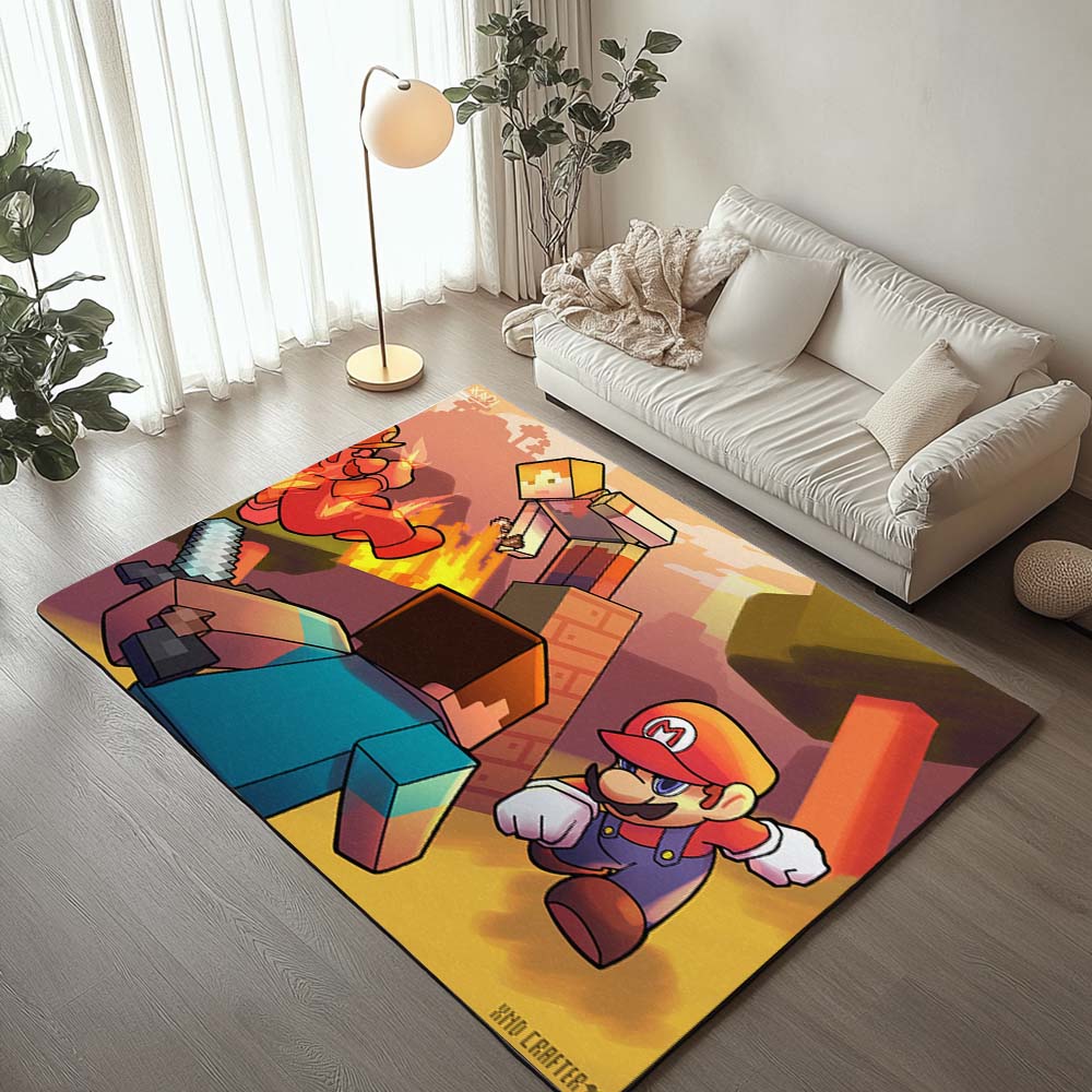 Minecraft Steve gegen Mario Showdown Teppich