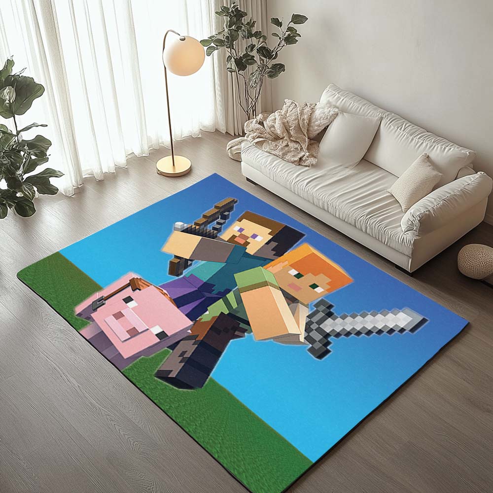 Minecraft Steve mit Schwein Spielzimmer Teppich
