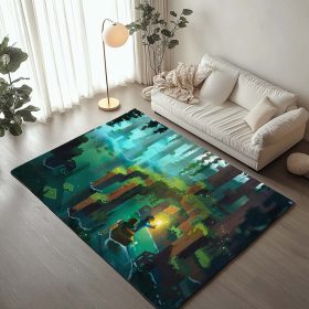 Minecraft Wald Fluss Szene Teppich