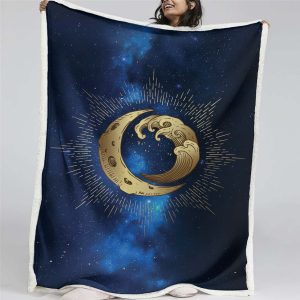 Mond und Welle Wicca Decke - Fleecedecke
