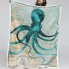 Nautischer Aquarell-Oktopus Decke - Fleecedecke