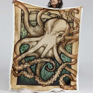Oktopus Meerestiere Kunst Decke - Fleecedecke