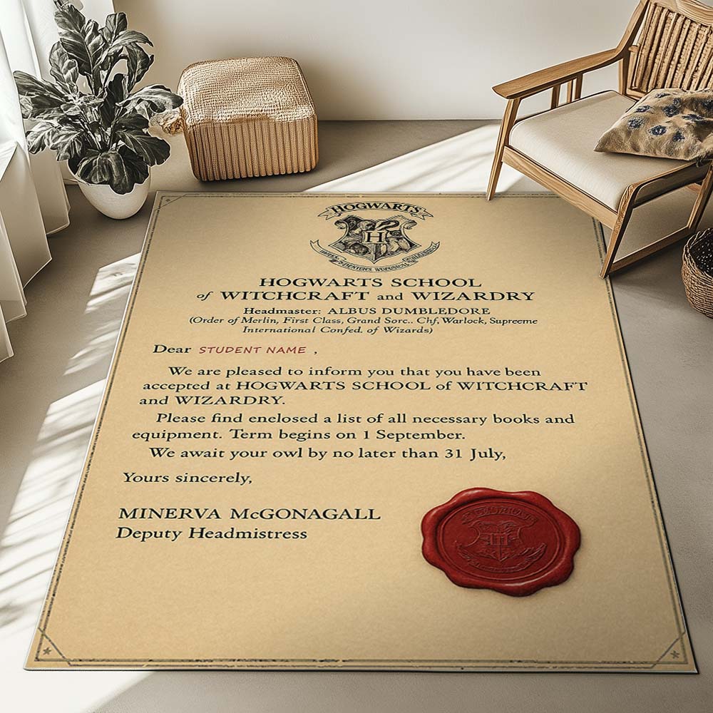 Personalisierter Hogwarts-Brief für Schüler mit eigenem Namen Teppich – Bild 2