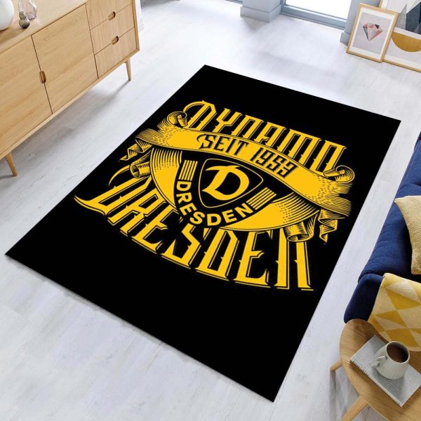 SG Dynamo Dresden gelb schwarz auf schwarzem Hintergrund Teppich – Bild 2