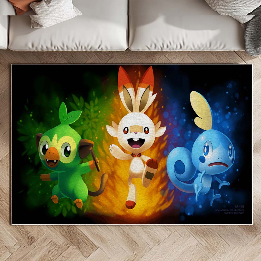 Chimpep Hopplo Memmeon Pokémon - Scorbunny Grookey Sobble Pokemon 3 Teppich – Bild 2