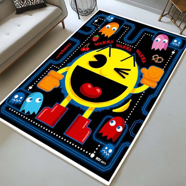 Waka Waka Pac-Man und Geister im Pac-Man-Spiel Teppich