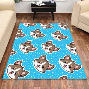 Niedlicher Hund in Blau Teppich