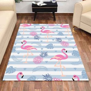 Rosa Flamingo mit Ananas Teppich