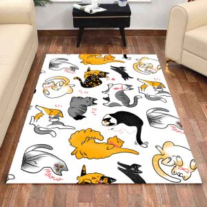 Niedliche schwarze gelbe Katzen Teppich