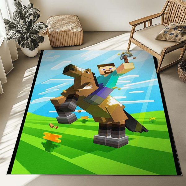Herobrine Minecraft Charakter auf Pferd Teppich – Bild 2