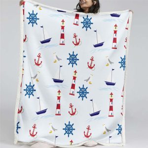 nautische Muster Dekor Zimmer Kinder Ideen Decke - Fleecedecke