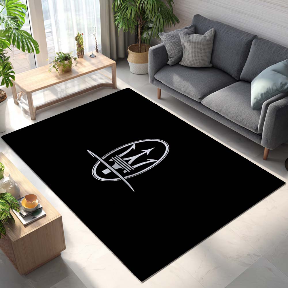 Maserati Symbol Black Background Teppich