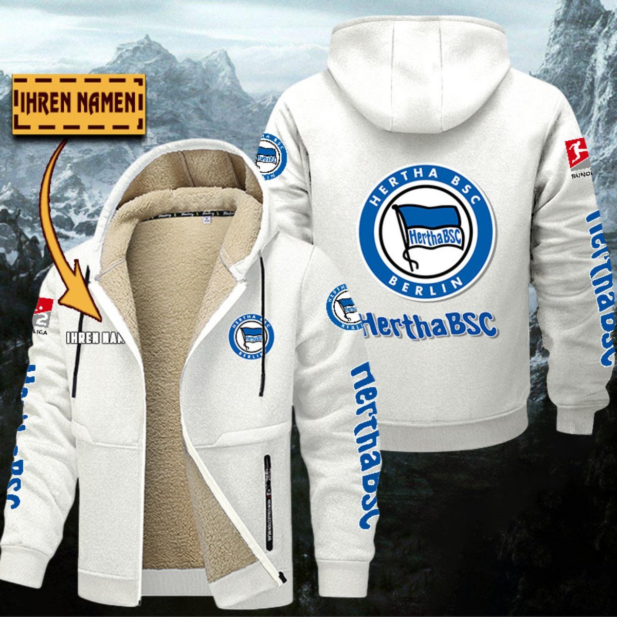 Hertha BSC Gefütterte Kapuzenjacke – Für Herbst & Winter – Bild 8