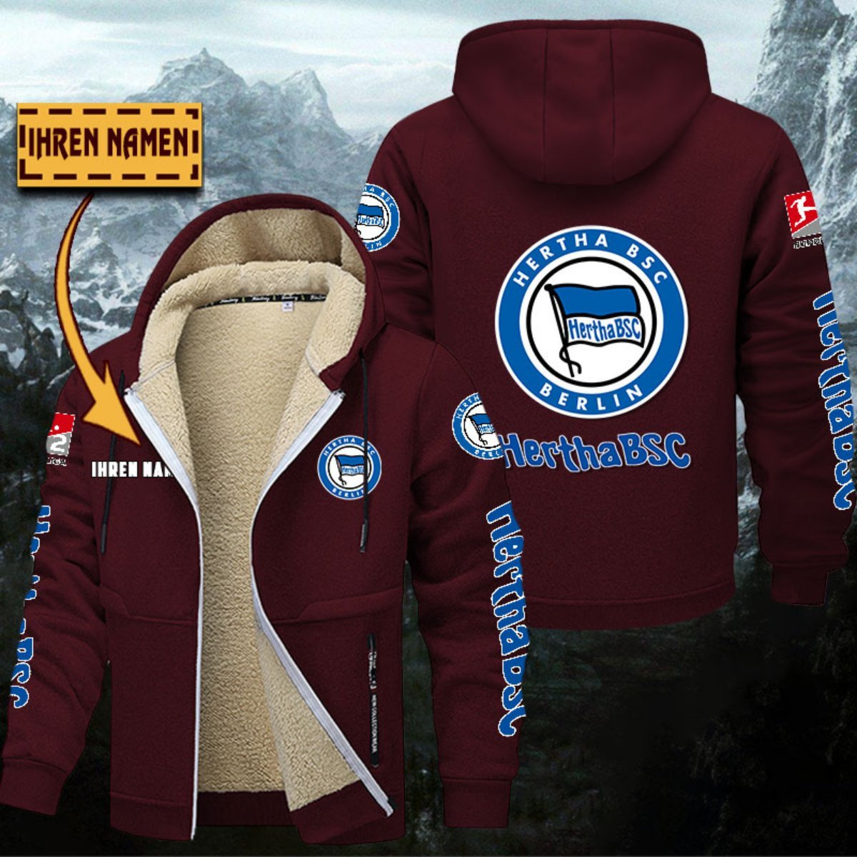 Hertha BSC Gefütterte Kapuzenjacke – Für Herbst & Winter – Bild 9