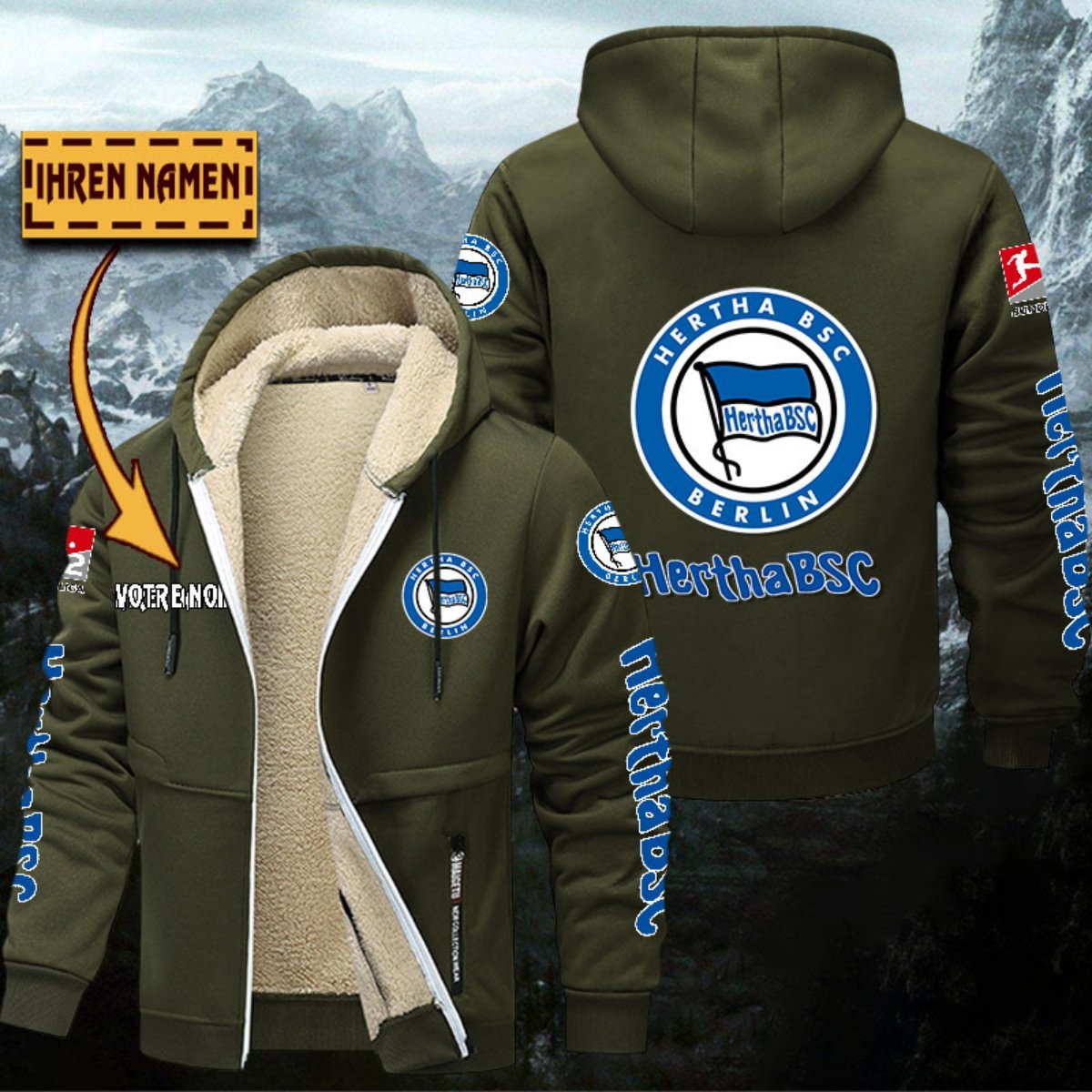 Hertha BSC Gefütterte Kapuzenjacke – Für Herbst & Winter – Bild 2