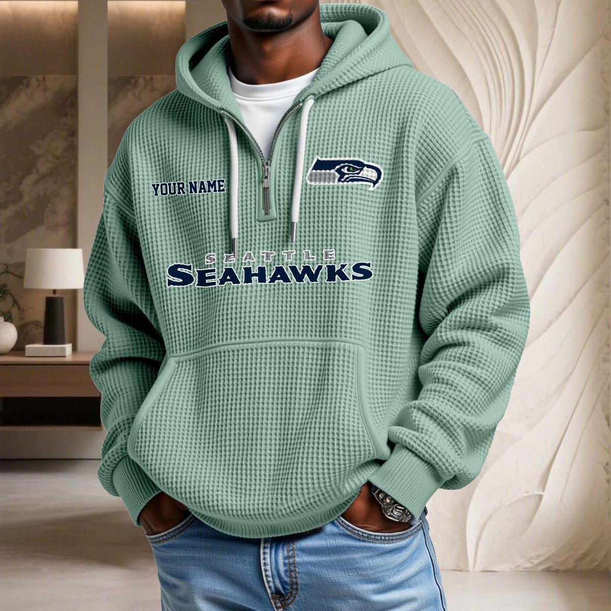 Seattle Seahawks Waffelstrick-Hoodie – Bild 8