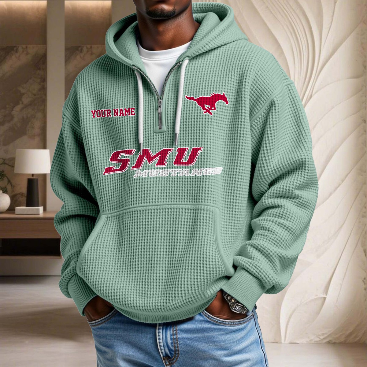 Smu Mustangs Waffelstrick-Hoodie – Bild 8