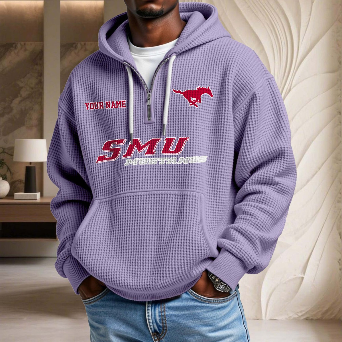 Smu Mustangs Waffelstrick-Hoodie – Bild 10