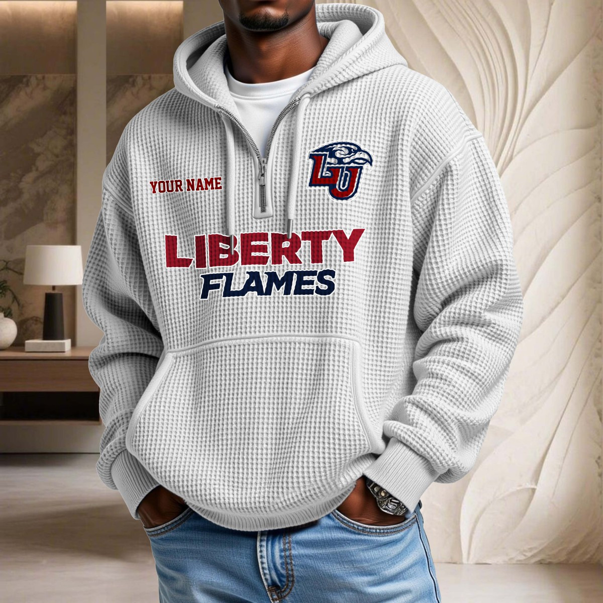 Liberty Flames Waffelstrick-Hoodie – Bild 3