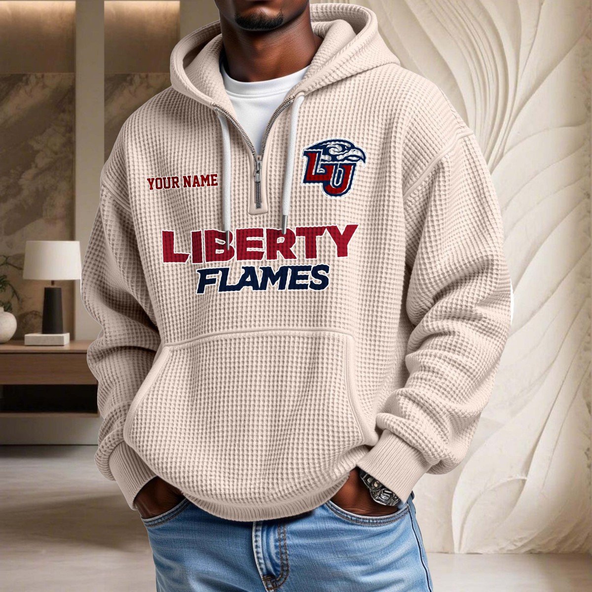 Liberty Flames Waffelstrick-Hoodie – Bild 5