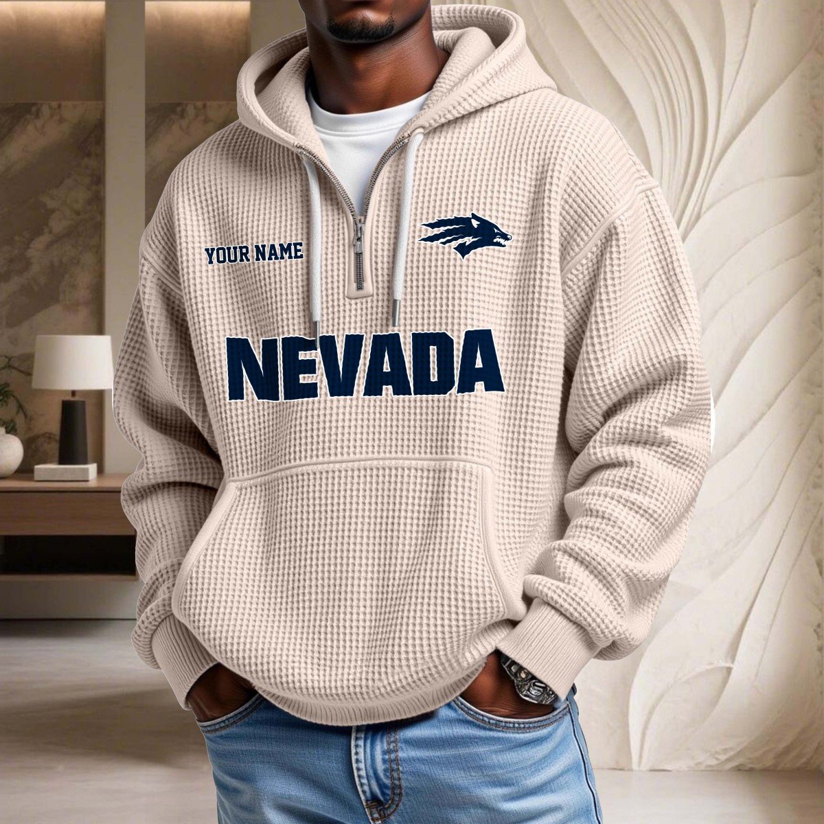 Nevada Wolf Pack Waffelstrick-Hoodie – Bild 5