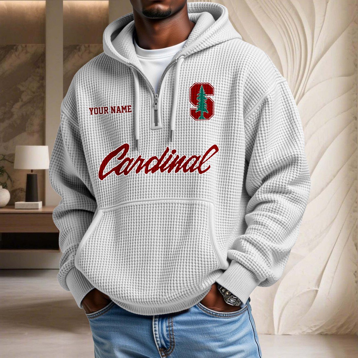 Stanford Cardinal Waffelstrick-Hoodie