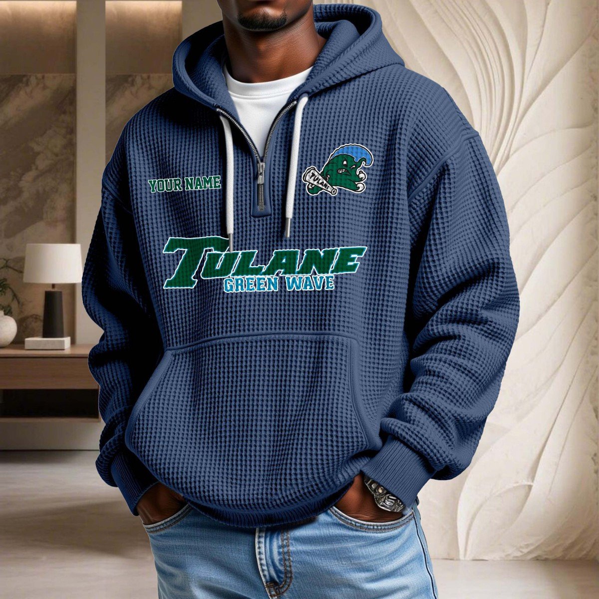 Tulane Green Wave Waffelstrick-Hoodie – Bild 5