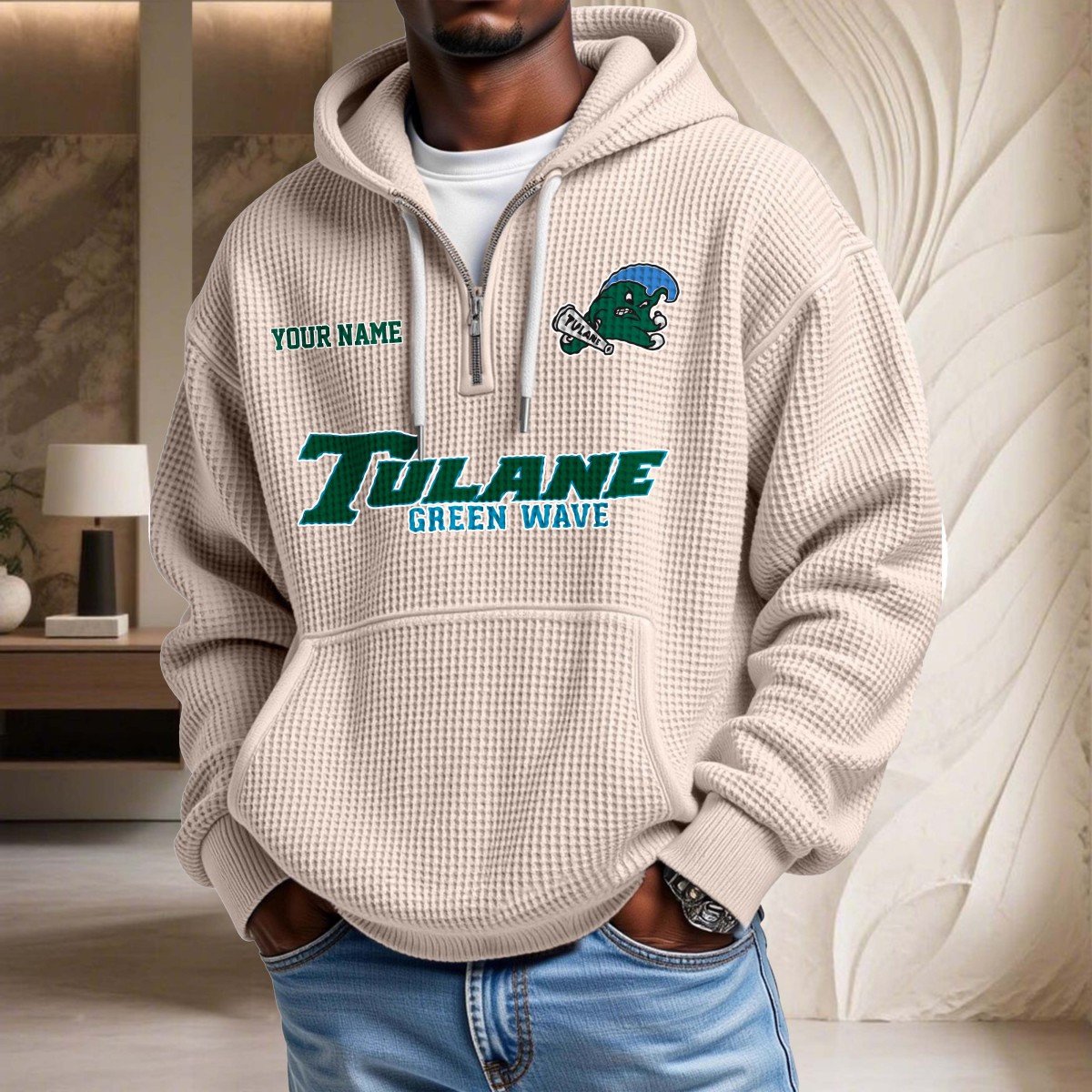 Tulane Green Wave Waffelstrick-Hoodie – Bild 6