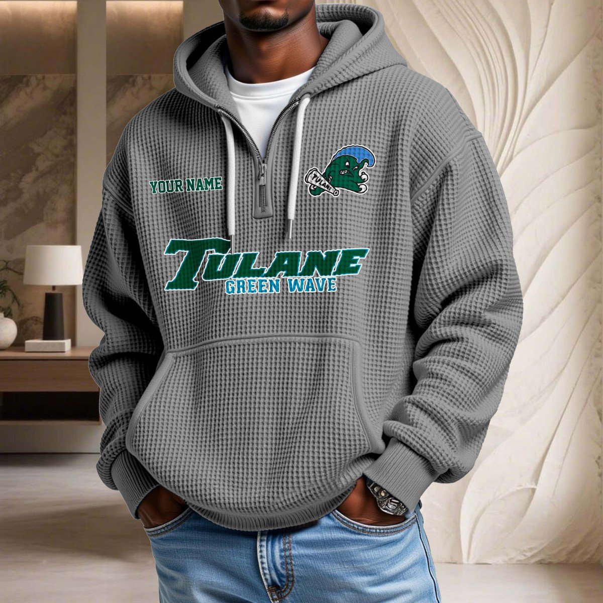 Tulane Green Wave Waffelstrick-Hoodie – Bild 7