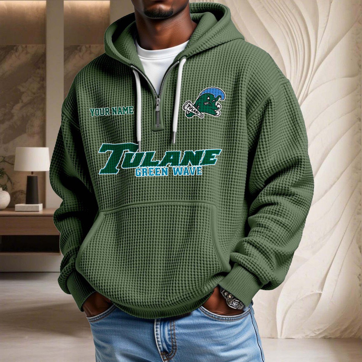 Tulane Green Wave Waffelstrick-Hoodie