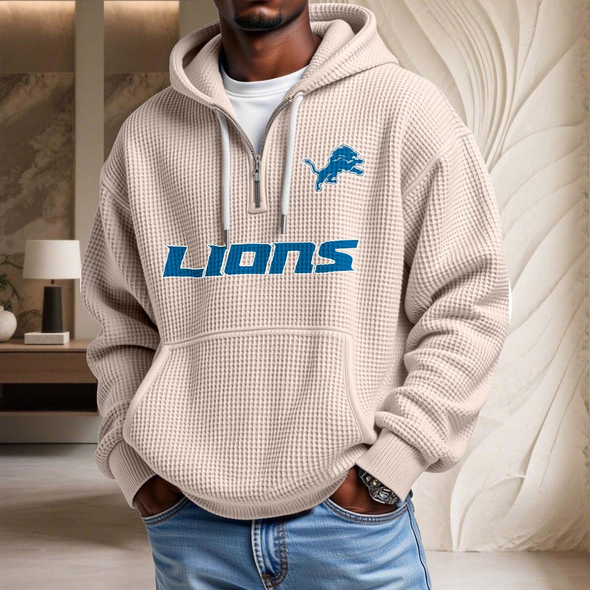 Detroit Lions Waffelstrick-Hoodie – Bild 6